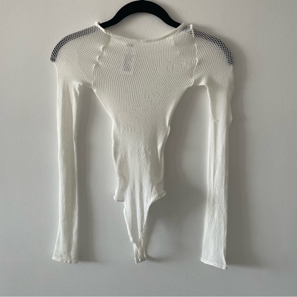 Wolford Nellie thong long sleeve body sheer bodysuit mesh floral size small - Picture 2 of 4